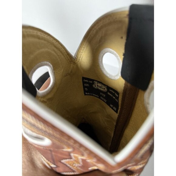 Justin Big News 11” Western Black Red Cowhide Boot Mens Size 7D FN7022 NEW - Picture 14 of 16